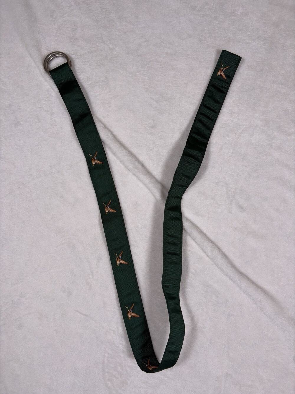 Polo Ralph Lauren Ducks D Ring Canvas Belt Coastal Prep Mens Made In USA Green